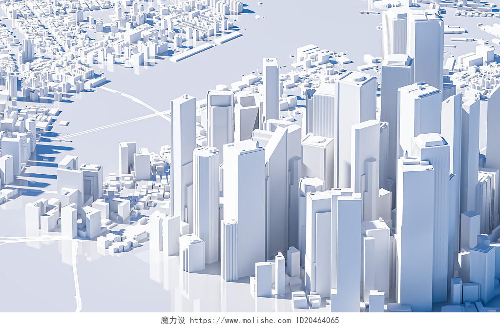 C4D白色大气商务城市建筑群背景立体背景立体空间背景